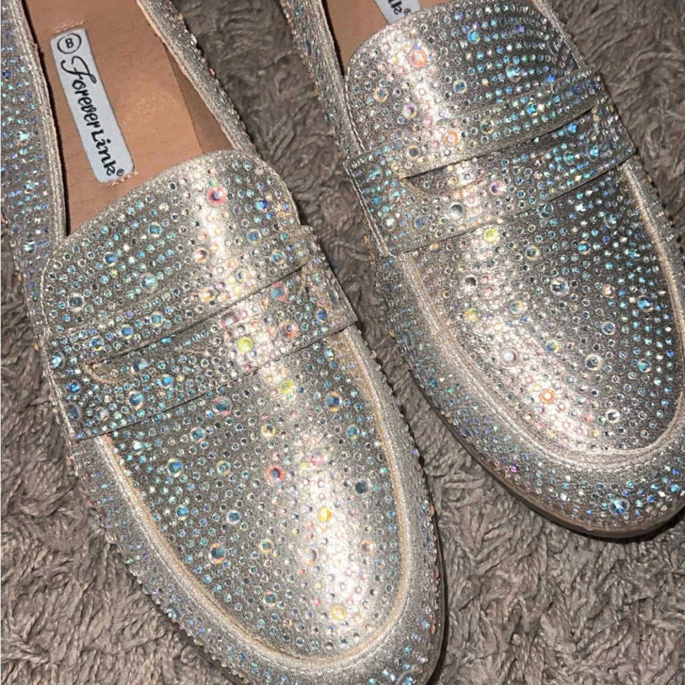 Forever Link Iridescent Silver Crystal Loafers